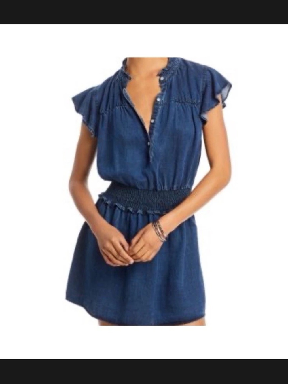 Rails Indigo Blue Smocked-Waist Mini Dress